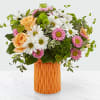 Our Soft &amp; Pretty Bouquet includes peach roses; white daisies; green dianthus;