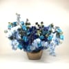 All flowers are carefully colored in blue shades, Roses,  Phalaenopsis Orchid