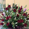 24 RED ROSES WITH 4 LILIES (DESIGNER CHOICE LILIES WHAT EVER COLOR