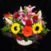 Perfect flower basket for any occasion . This colorful basket arrangement could