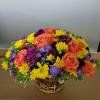 A bright mix of yellow, purple, orange