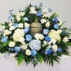 Blue &amp; White Flowers to surround Urn of any size, please specify