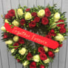 LARGE 24&quot; RED AND YELLOW ROSES HEART FRAME  WITH HYPERIUM BERRIES