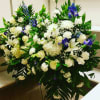 Two Standing Spray with blue and white flowers.
Flowers and color can&#039;t change