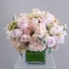 A beautiful mix of premium roses wrapped in green leaves. Soft pinks