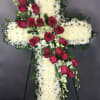 HOLY CROSS W/RED ROSES- LARGE CROSS- 36&quot;