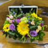 This beautiful rose, thistle, Gerber daisies, hydrangea &amp; green ball Dianthus and