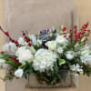 Hydrangeas red berry  Lisianthus Ranunculus Tulips sweet peas peony evergreens This