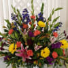 Large Bright Colorful Urn Glads, Roses Lilies, Gerbera Daisies, Etc. 