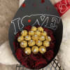we have beautiful dozen red roses with ferrero rocher chocolates 