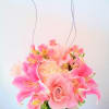 6&quot; x 6&quot; cylinder vase, filled with roses, lilies, alstroemeria, and hydrangea.