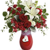 Take her breath away with this passionate red rose and white lily