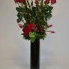Long stem Red Roses and Red Tulips with a few Cymbidium Orchids