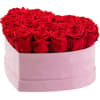 Velvet High Quality Heart box with preserved roses.
Preserved Rose can last about