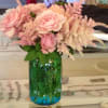 Pink Cluster roses with Mint, Lemon Verbena and Astilbe in a mason