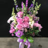 Lavender roses, snaps, stock, mums...