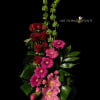 Red Roses, Fuchsia Gerbera Daisies, Pink Asiatic Lilies, Bells of Ireland in