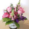 roses, alstroemeria, snapdragons, status, green dianthus balls,  