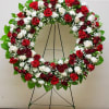 36&quot; HOPE AND HONOR WREATH WITH RED ROSES ON EASEL BY TWIN