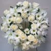 Wreath pictured is approximately 20&quot; placed on a stand and made with