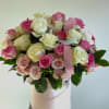 An Elegant display of large bloom pink &amp; white roses in a
