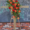 Our unique design, hand-crafted 6ft bamboo cross accented with vibrant roses and