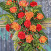 Our unique design, hand-crafted 6ft bamboo cross accented with vibrant roses and