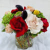 6x6 vase with mix flowers. 