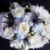 New Baby! White baby bassinet with flowers arrangement. Great for Baby Shower