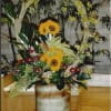 roses, asiatic lilies, and tulips with curly willow