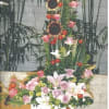 roses, asiatic lilies, and tulips with curly willow