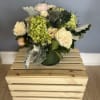 Beautiful hydrangeas, roses, peonies and dusty miller. 