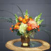 A pretty design including hydrangea, rose, fragrant stock, astromeria and accents.
STANDARD: FIRST