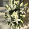 Easle of all white Snapdragons, Gladiolus, Lilies, Roses, 