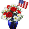 Red , white and blue come together in this stunning patriotic arrangement