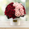 Red roses with a touch of pink spray roses