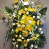 Mixed premium flowers in yellow and white, very beautiful standing spray