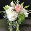 White &amp; Soft Pink Blooms with touches of Green in a vase