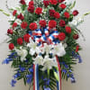 DUTY HONOR COUNTRY SPRAY WITH RED ROSES by Twin Towers Florist, Arlington