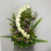 A dozen red roses with yellow solidago and pink wax flower.

 FCF-0426