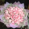 A beautiful display of flowers wrapped in the Hong Kong style.