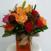  Simply delightful arrangement of roses, asiatic lily, gerbera, solidago
