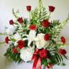 Roses, Lilies, Hydrangea, Carnation, Snapdragon, Queen Ann&#039;s Lace, Ivy, Emerald Leaf