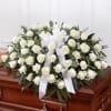All white roses casket piece 4 doz roses