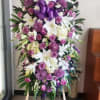 STANDING SPRAY WITH ROSES, LILES, SNAPDRAGON, GLADIOLAS. CARNATION,
LIATRIS, SPIDER MOM, HYDRANGEA