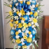 FUNERAL STANDING SPRAY WITH ROSES, LILIES, SPIDER MOM, SNAPDRAGON, GLADIOLAS