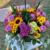 Sunflowers, Roses, Mums and Hydrangea