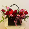 Red Roses,  Pink Stocks, Red Alstroemeria