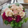 Roses, Wax Flower, Carnation, Ivy 