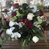 Our glorious love arrangement, tall and lush. Complete with red garden roses